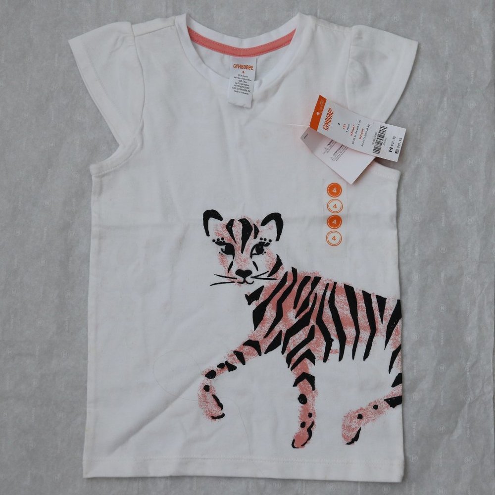 Gymboree Tiger Short Sleeve White Cotton T Shirt